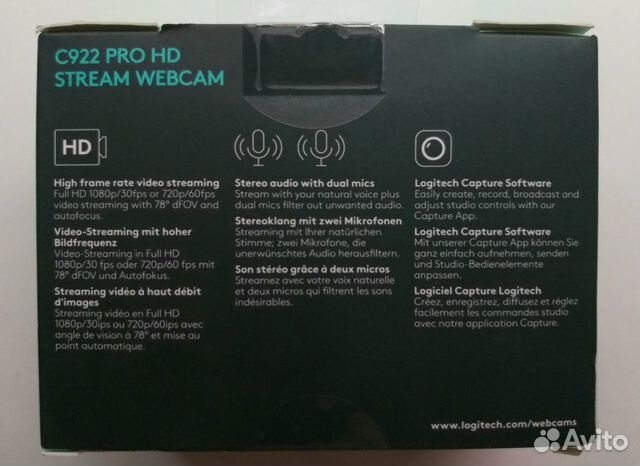 Logitech C922 Pro Stream webcam веб-камера объявление продам