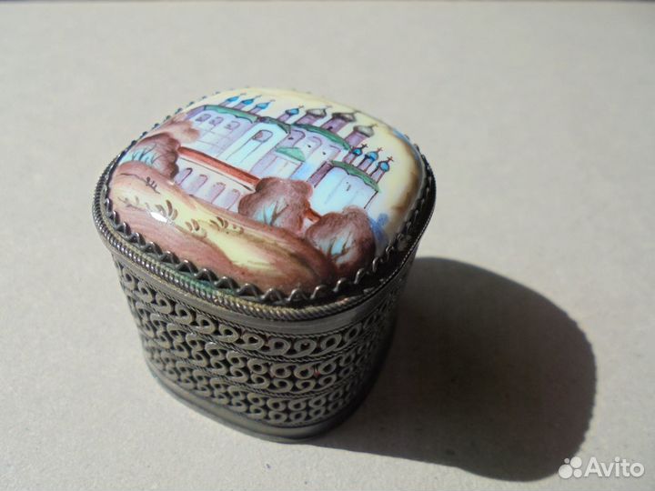 Шкатулка финифть 3х3х3 см Ростовский кремль