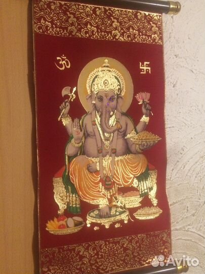 Индуизское панно Шри Генеша (благополучие)золото