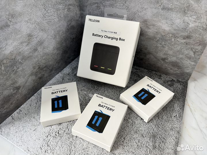 Аккумулятор + зарядка для GoPro 11/10/9 Telesin 4