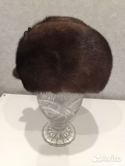 Шапка меховая женская, норка коричневая, бу