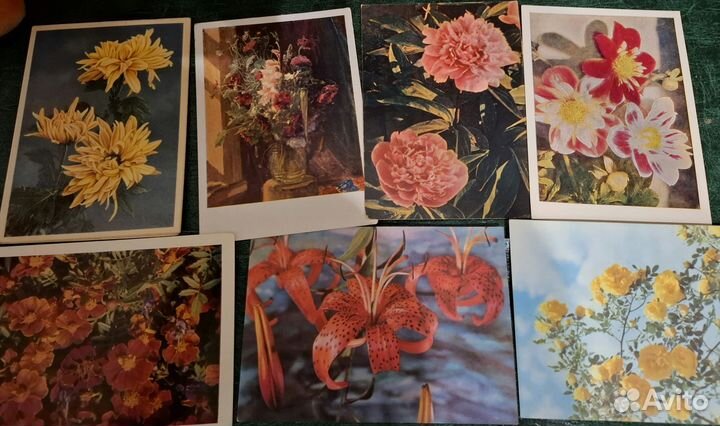 44 старинные открытки цветов, 50-60 годы