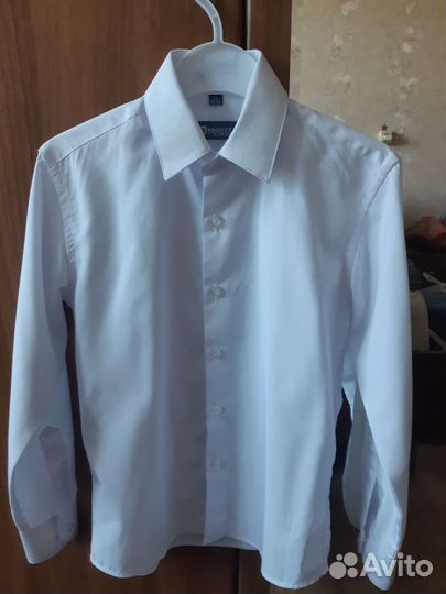 Рубашка белая для мальчика 116-122
