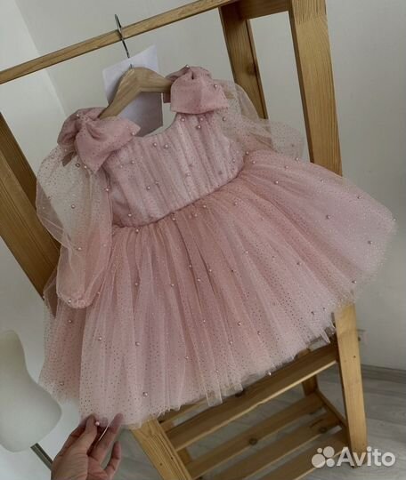 Платье с бусинами (80-86р.)