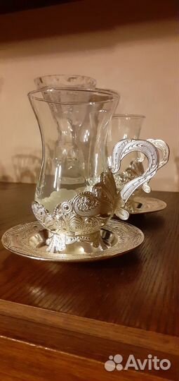 Армуды с подстаканником (серебрение) и стаканы