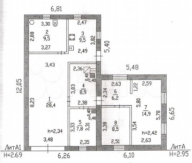Дом 93,7 м² на участке 6,5 сот.
