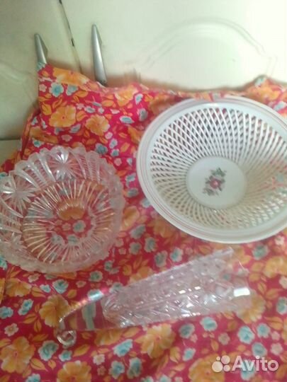 Хрустальный салатник и рог