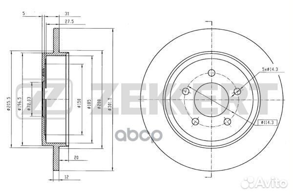 Диск торм. зад. Mazda Tribute 00- Ford Maveric