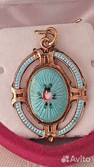 Гильошированная эмаль кулон Франция винтаж