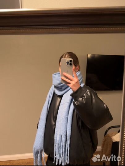 Щарф женский зимний голубой