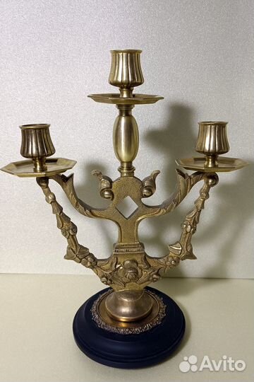 Антикварный подсвечник на 3 свечи бронза