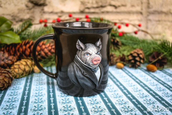 Декор кружки из полимерной глины. Наполеон