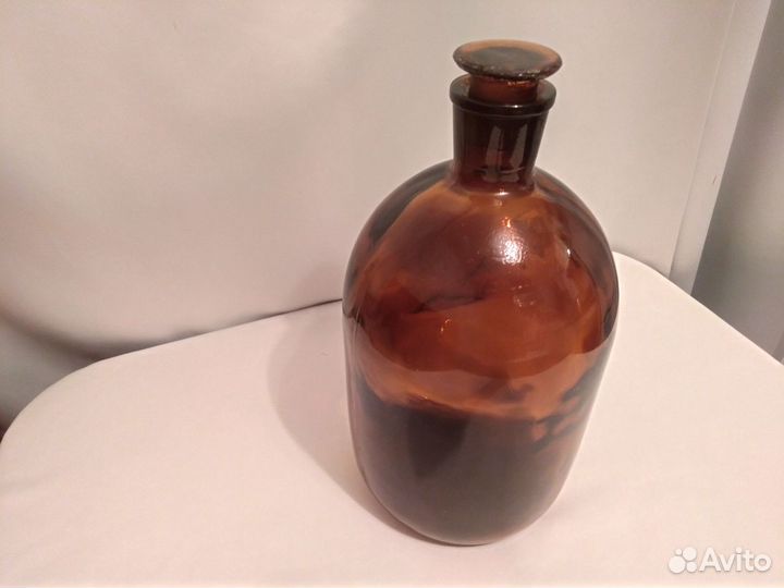 Старинная бутыль из тёмного стекла 5 литров