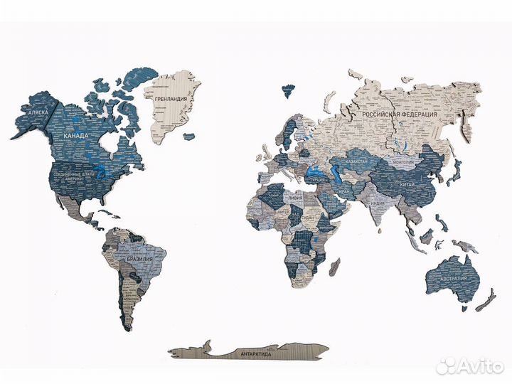 Деревянная карта мира 3D настенная, Ставрополь