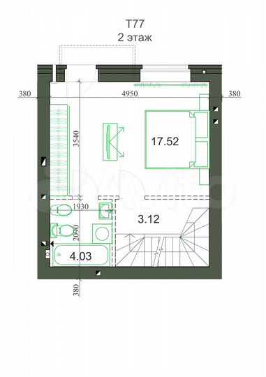 Таунхаус 78,1 м² на участке 1 сот.
