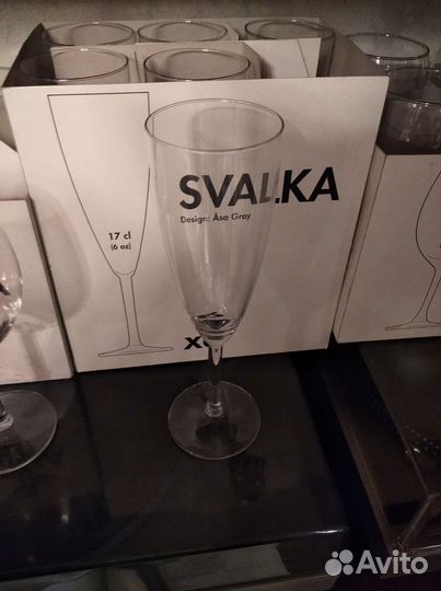 Бокалы для шампанского 6 и для вина 12 Икеа svalka