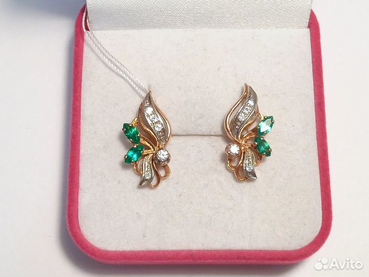 Серьги с камнями золотые