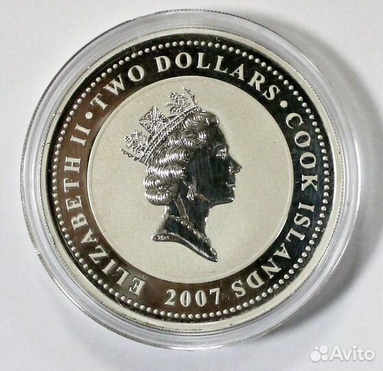 Монета. Остров Кука 2 доллара 2007 год. Мотоцикл