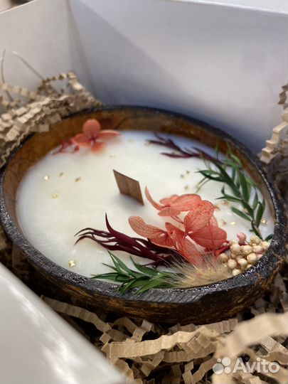 Свечи натуральные из соевого воска, в скорлупе