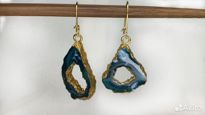 Сережки из эпоксидной смолы. Ручная работа. Камень