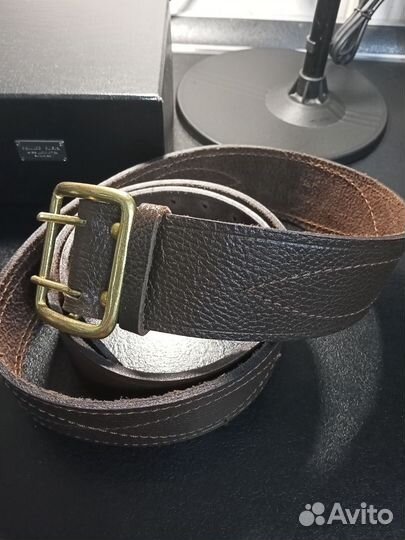 Мужской кожаный ремень коричневый