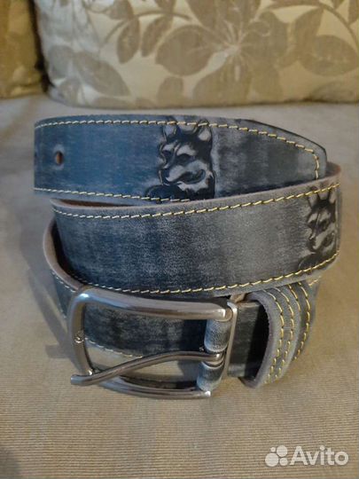 Ремень мужской женский Хаски, акулы, волк, кожа на