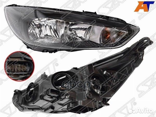Фара ford focus III 15-19 RH черная, с электрок
