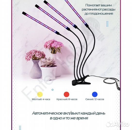 Фитолампа для растений на прищепке