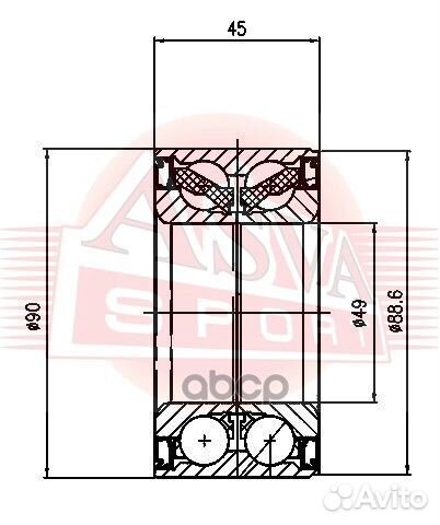 Подшипник ступицы колеса (комплект) зад Asva