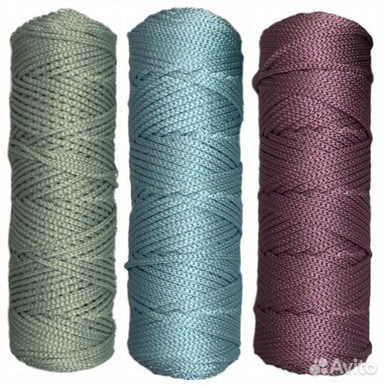 Набор шнуров полиэфирных 4мм (серо-зеленый+бирюзо