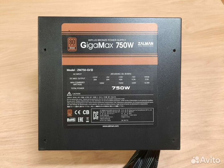 Блок питания Zalman GigaMax 750W 80+ Bronze