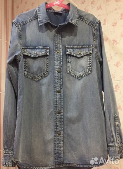 Джинсовая рубашка на девочку 8-10 лет