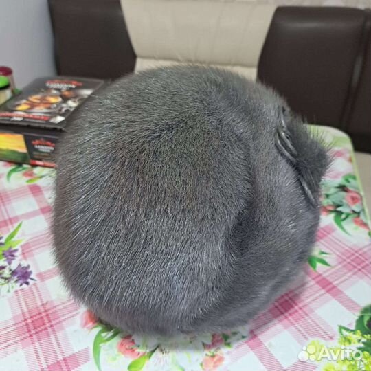 Шапка голубая норка женская