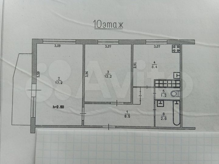 2-к. квартира, 52 м², 10/10 эт.
