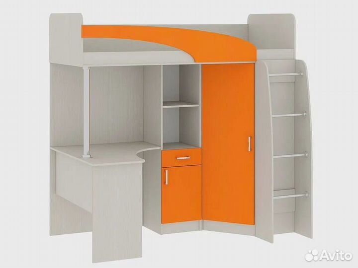Детская кровать чердак со столом и шкафом бу