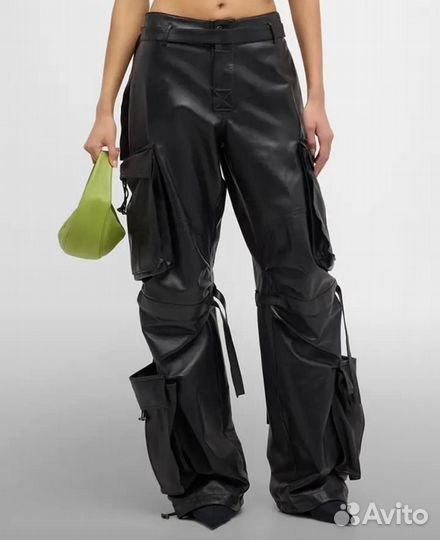 Брюки-карго кожаные