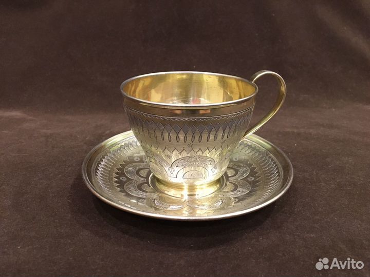 Чайная пара серебро 84 пробы 1868 год