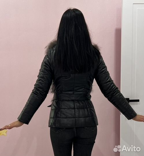 Кожаная куртка с чернобуркой зимняя