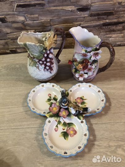 Кувшины и менажница с птичками