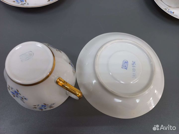 Чайные пары Рига СССР Костяной фарфор