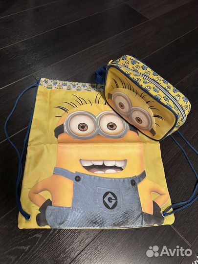 Пакет для одежды или обуви и косметичка Миньоны