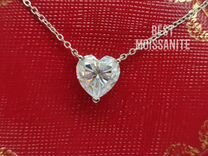 Подвеска Сердце 4 карата бриллиант(муассанит) 10мм
