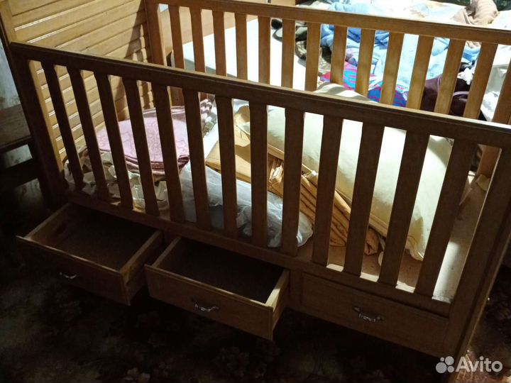 Детская кровать с рож. до 2х л. Дерев. С ящ. д/б