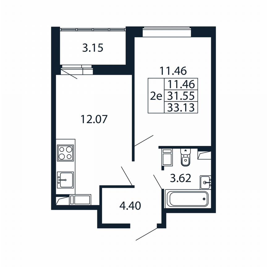 1-к. квартира, 34,7 м², 12/12 эт.