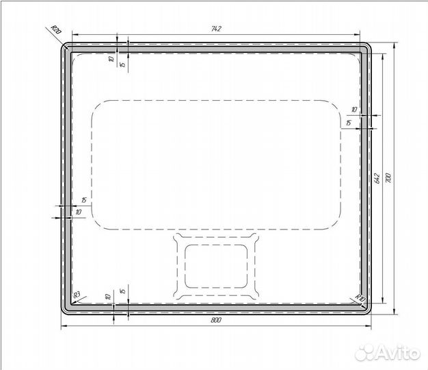 Зеркало tiny, 70/80 см, LED-подсветка