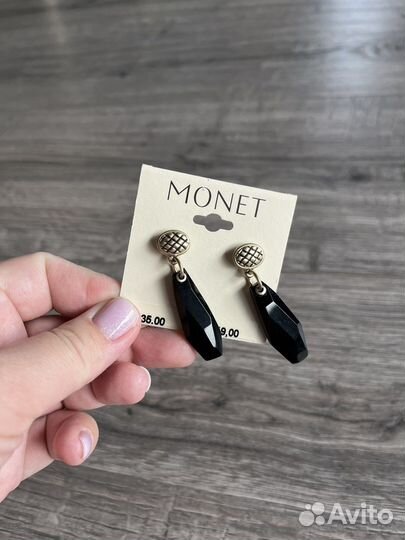 Monet, винтаж, черный длинный камень