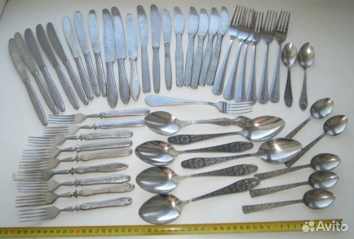 Ножи,вилки,ложки -48 шт одной кучей,СССР