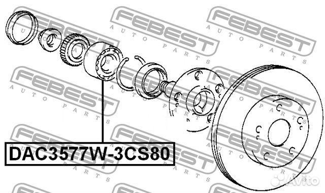 Febest DAC3577W-3CS80 Подшипник ступичный