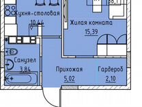 1-к. квартира, 38,1 м², 4/12 эт.