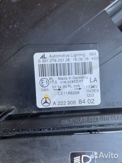 Левая фара Mercedes S-Class W222 2013-2017